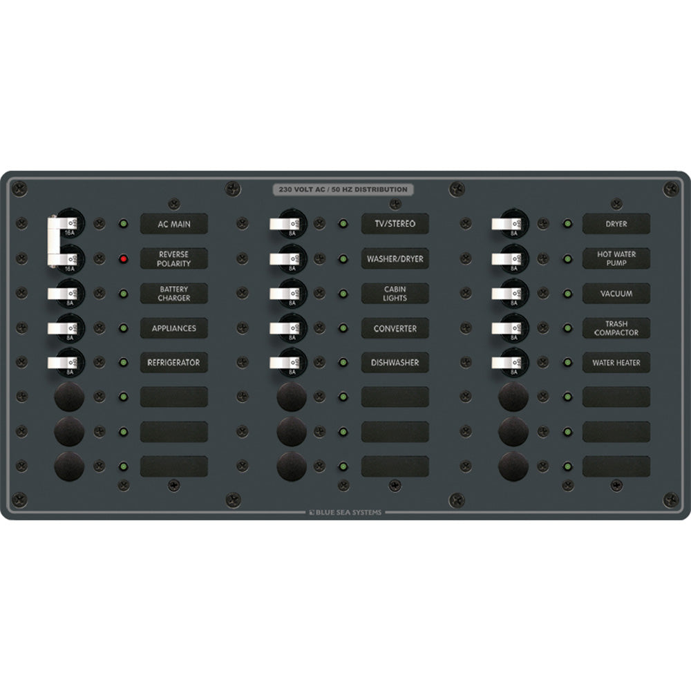 Blue Sea Systems, Blue Sea 8565 Breaker Panel - AC Main + 22 Positions (European) - White