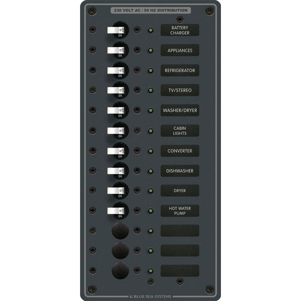 Blue Sea Systems, Blue Sea 8580 AC 13 Position 230v (European) Breaker Panel (White Switches)