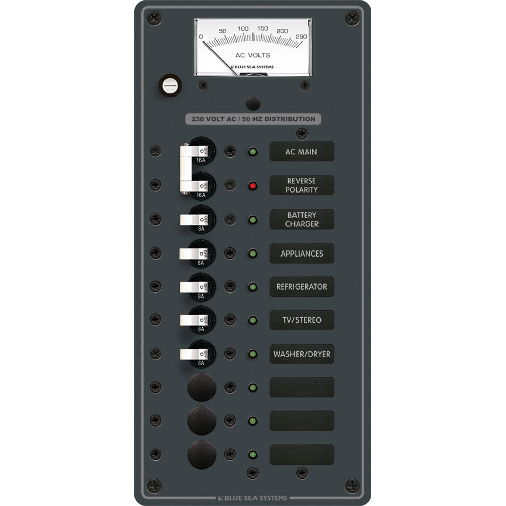 Blue Sea Systems, Blue Sea 8588 Breaker Panel - AC Main + 8 Positions (European) - White