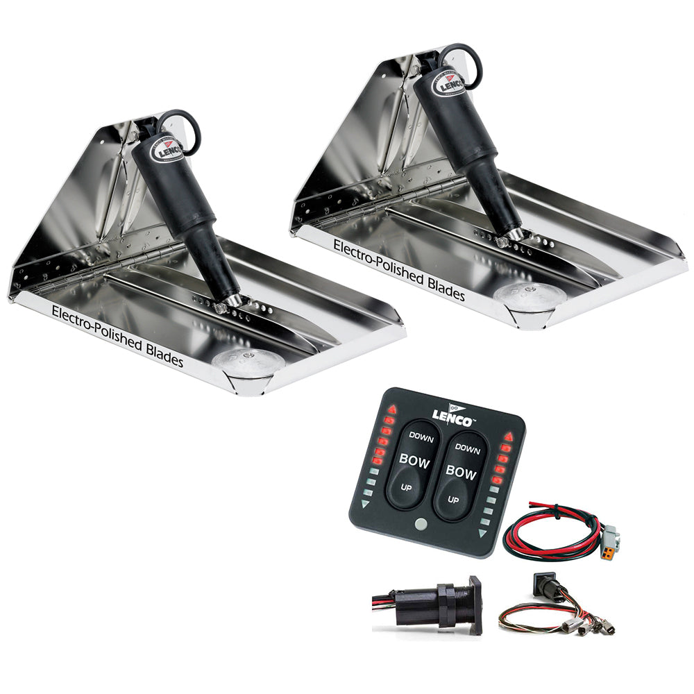 Lenco Marine, Lenco 16" x 12" Heavy Duty Performance Trim Tab Kit w/LED Indicator Switch Kit 12V