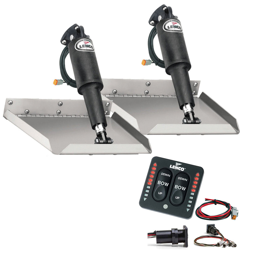 Lenco Marine, Lenco 9" x 9" Edgemount Trim Tab Kit w/LED Indicator Switch Kit 12V