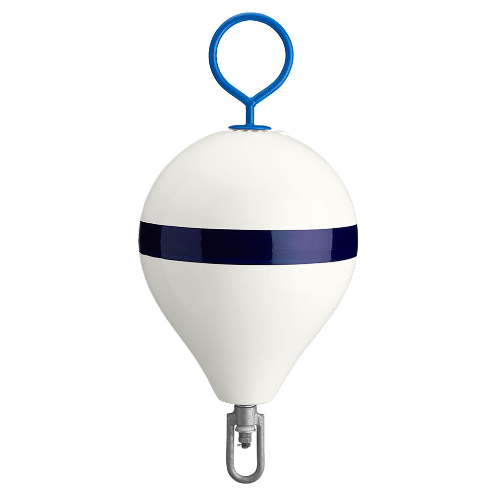 Polyform U.S., Polyform 13.5" CM Mooring Buoy w/Galvanized Iron - White Blue Stripe