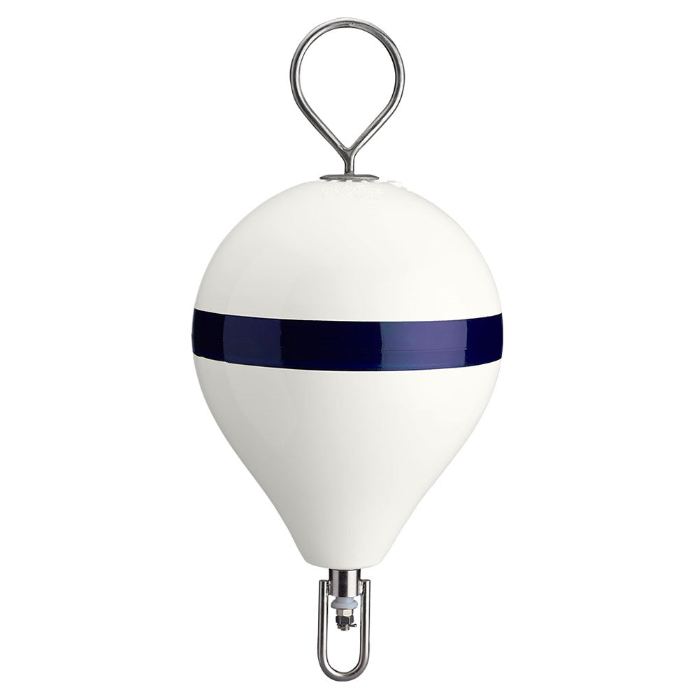 Polyform U.S., Polyform 13.5" CM Mooring Buoy w/SS Iron - White Blue Stripe
