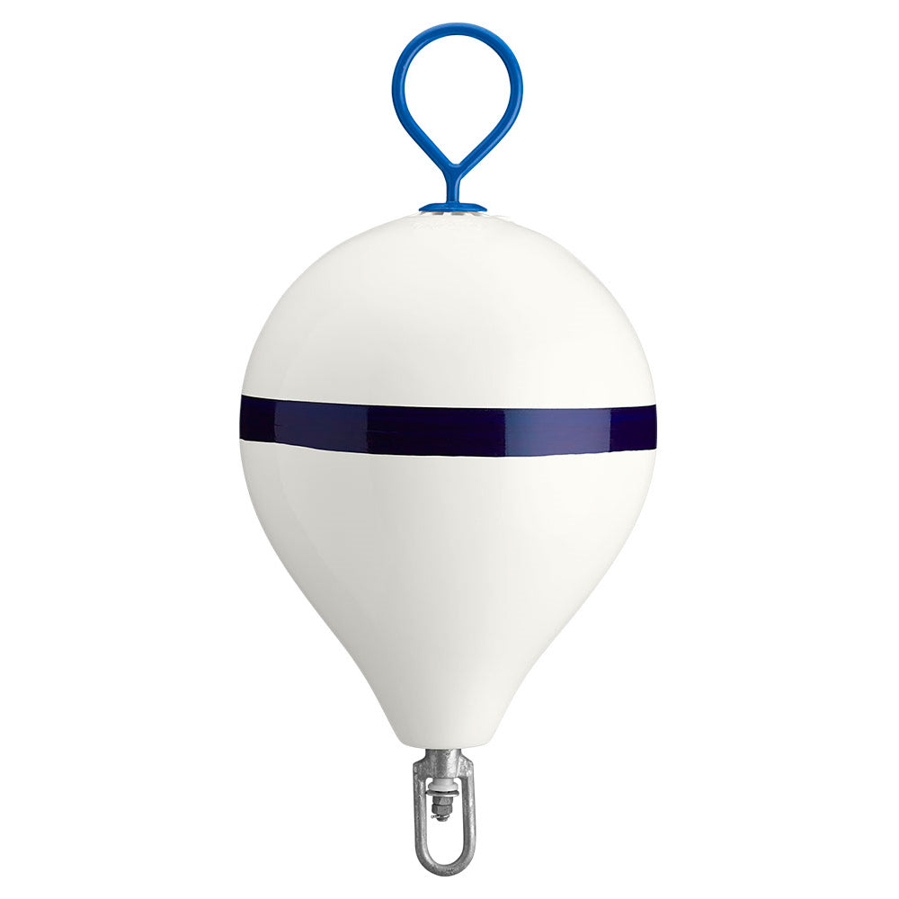 Polyform U.S., Polyform 17" CM Mooring Buoy w/Galvanized Iron - White Blue Stripe