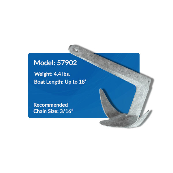 Lewmar Marine, Lewmar Claw Anchor Galvanized, 4.4 lbs - Boats Size: Up to 18'