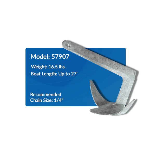 Lewmar Marine, Lewmar Claw Anchor Galvanized, 16.5 lbs - Boats Size: Up to 27'