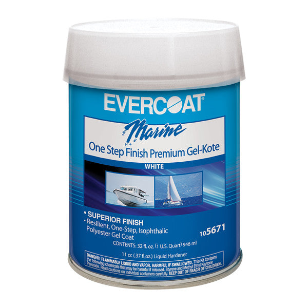 Fiberglass Evercoat, One Step Finish Gel Coat - White, Quart