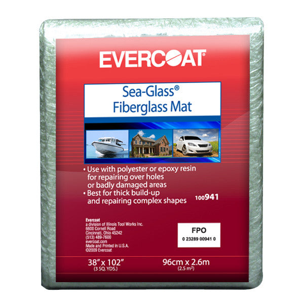 Fiberglass Evercoat, Sea-Glass 1.5oz Fiberglass Mat Non-Woven, 3 Yards = 38" x 102"