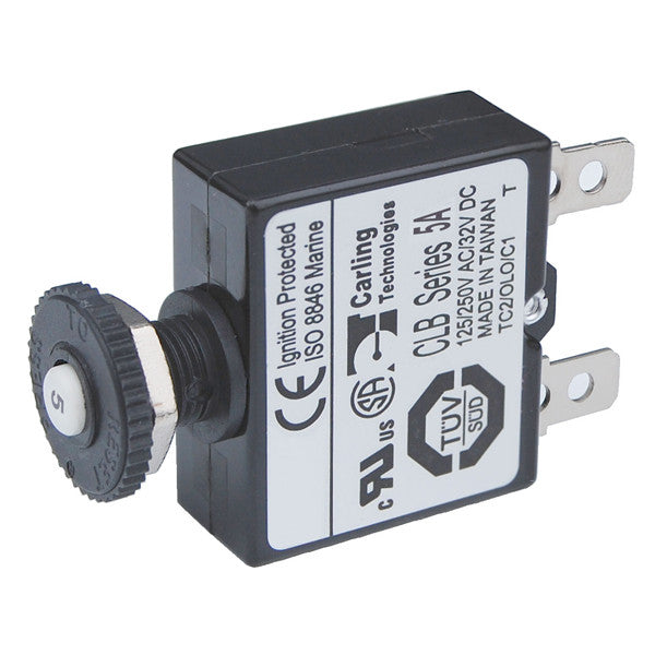 Blue Seas, Blue Sea Reset-Only Push Button Circuit Breaker, 5 AMP Breaker