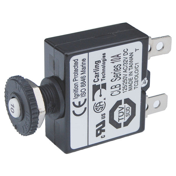 Blue Seas, Blue Sea Reset-Only Push Button Circuit Breaker, 10 AMP Breaker