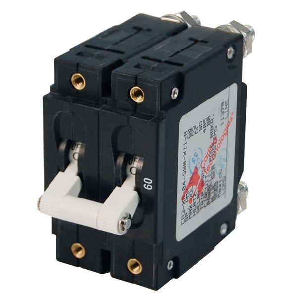 Blue Seas, Blue Sea C Series Double Pole Toggle Circuit Breaker, 60 Amp