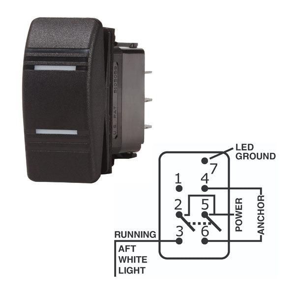 Blue Seas, Blue Sea Contura Black Rocker Switch, 8286-BSS