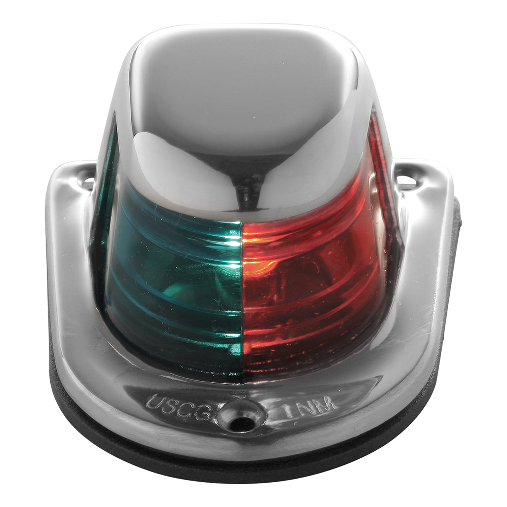 Attwood Marine, Attwood 1-Mile Deck Mount, Bi-Color Red/Green Combo Sidelight - 12V - Stainless Steel Housing