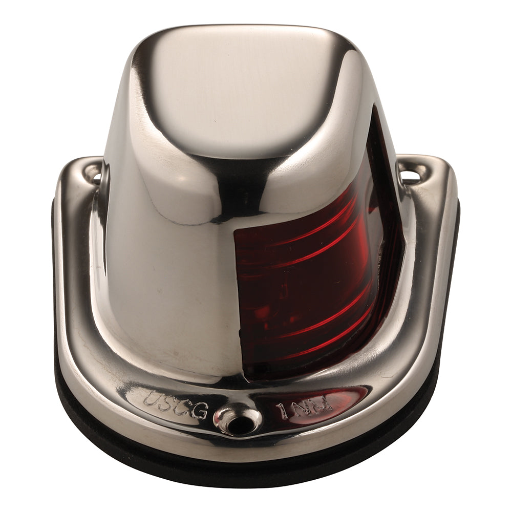 Attwood Marine, Attwood 1-Mile Deck Mount, Red Sidelight - 12V - Stainless Steel Housing
