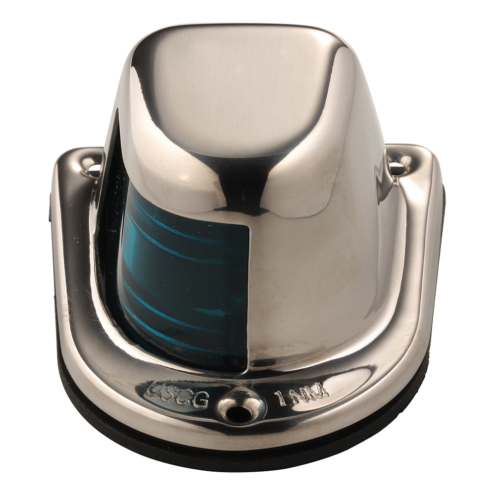 Attwood Marine, Attwood 1-Mile Deck Mount, Green Sidelight - 12V - Stainless Steel Housing