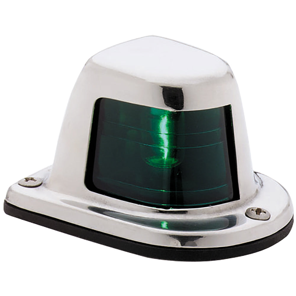 Attwood Marine, Attwood 1-Mile Deck Mount, Green Sidelight - 12V - Stainless Steel Housing