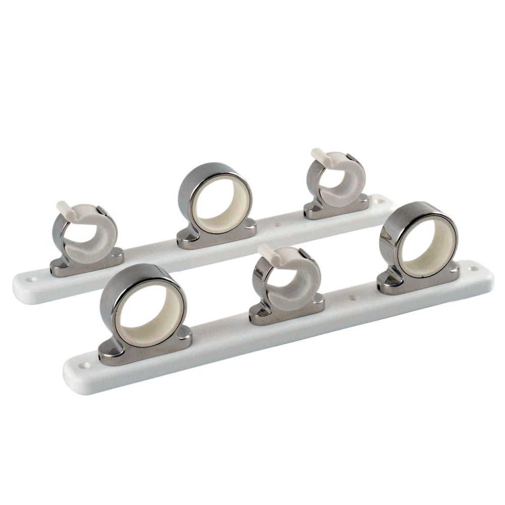 TACO Marine, TACO 3-Rod Hanger w/Poly Rack - Polished Stainless Steel