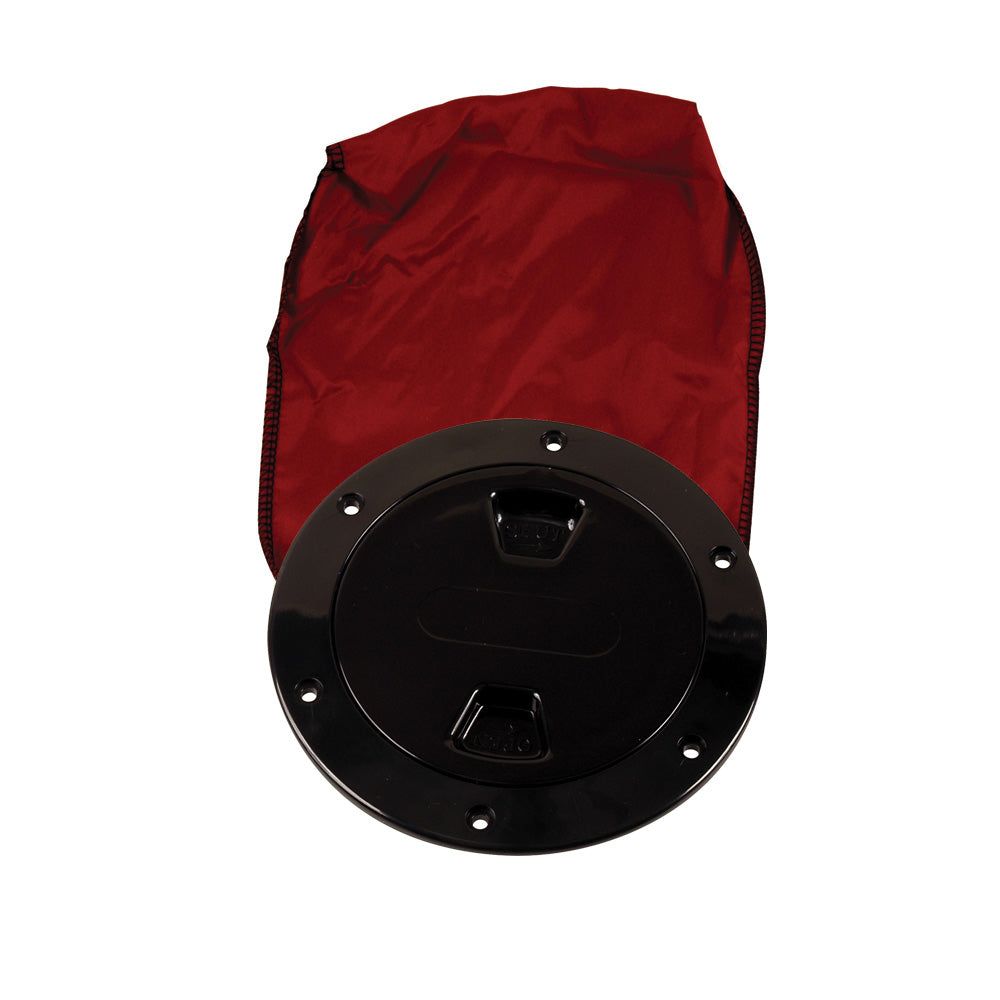 Beckson Marine, Beckson 4" Stow-Away Deck Plate - Black w/12" Bag