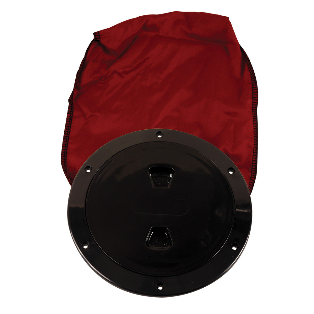 Beckson Marine, Beckson 6" Stow-Away Deck Plate - Black w/12" Bag