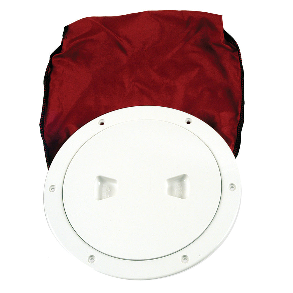 Beckson Marine, Beckson 6" Stow-Away Deck Plate - White w/12" Bag