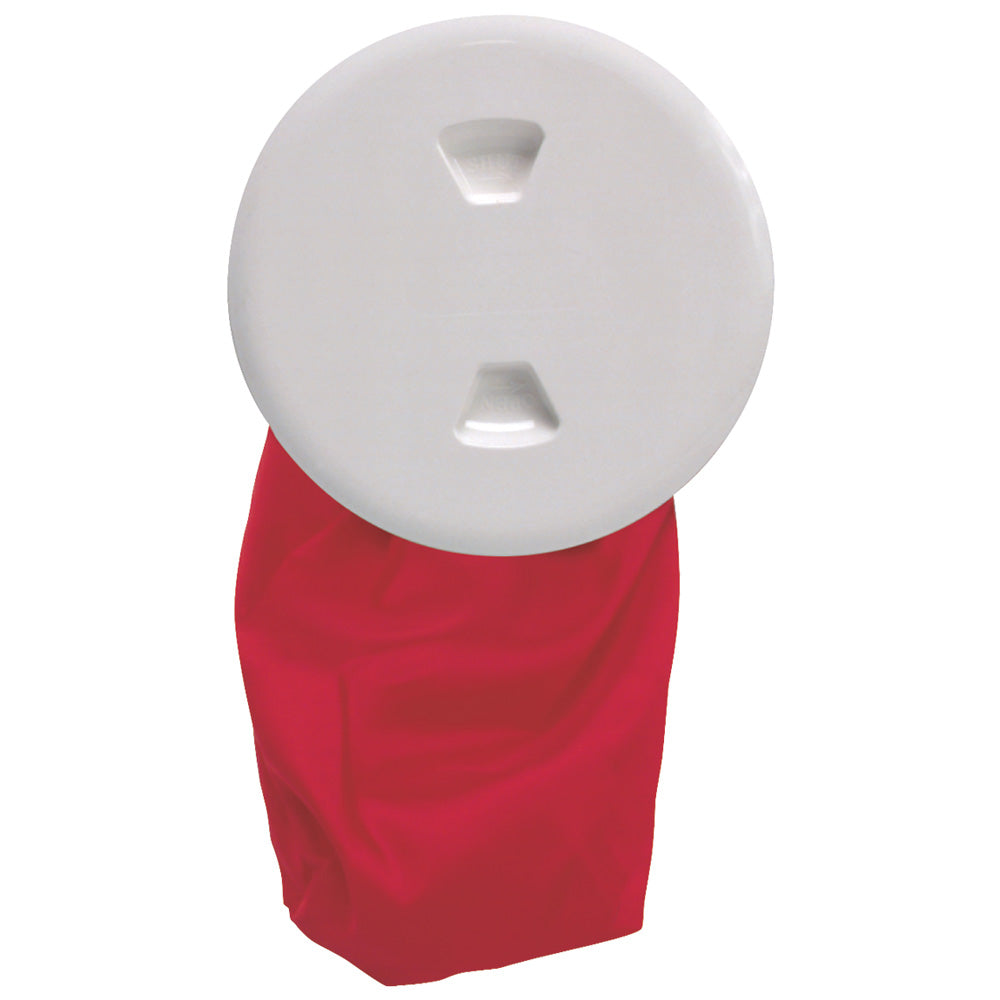 Beckson Marine, Beckson 5" Stow-Away Deck Plate - White w/12" Bag