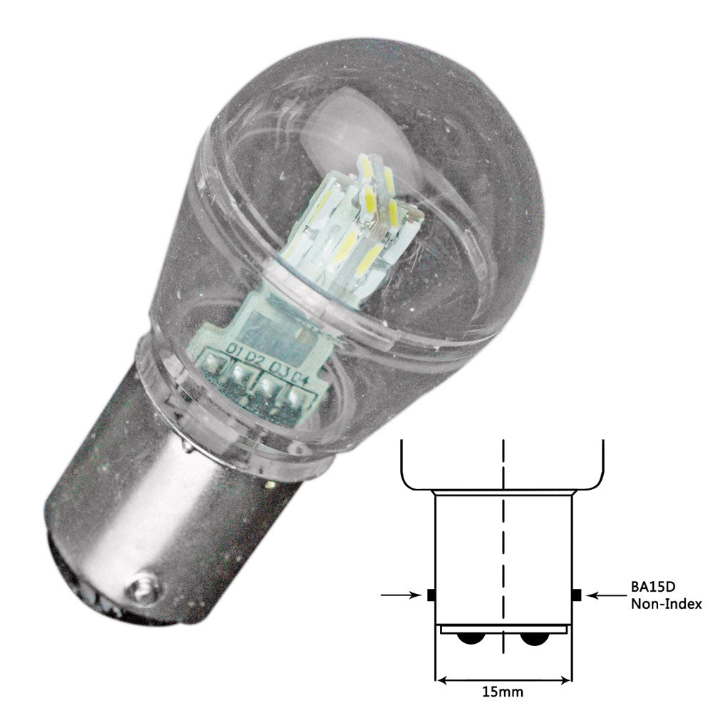 Lunasea Lighting, Lunasea Bayonet LED Bulb BA15D - 10-30VDC/1W/75 Lumens - Warm White