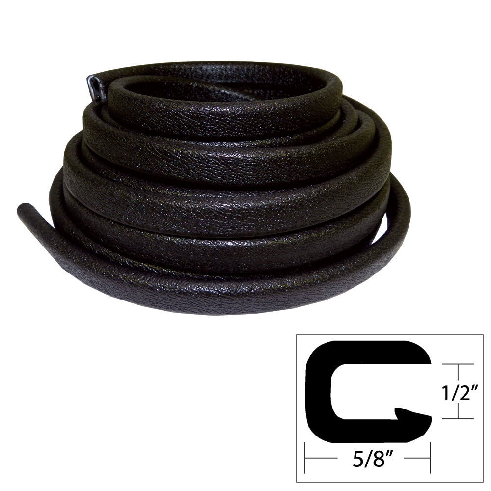 TACO Marine, TACO Flexible Vinyl Trim - ½" Opening x ⅝"W x 25'L - Black