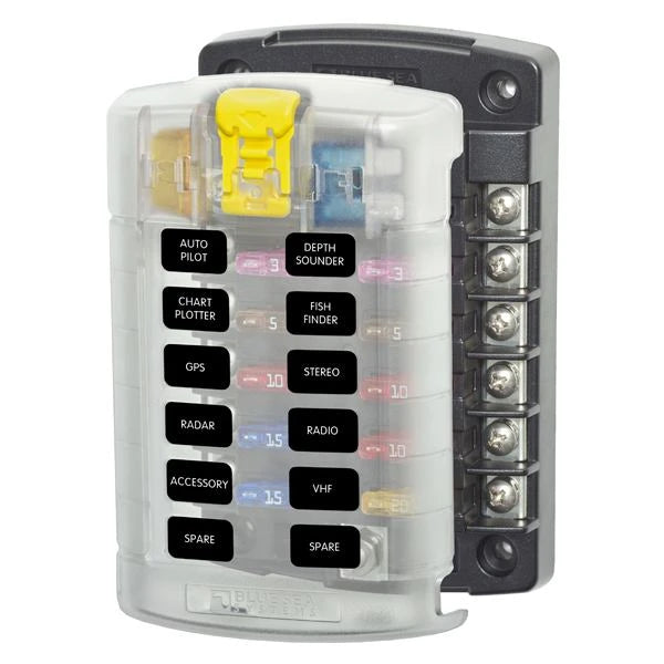 Blue Seas, Fuse Blk 12 Cir W/Cover