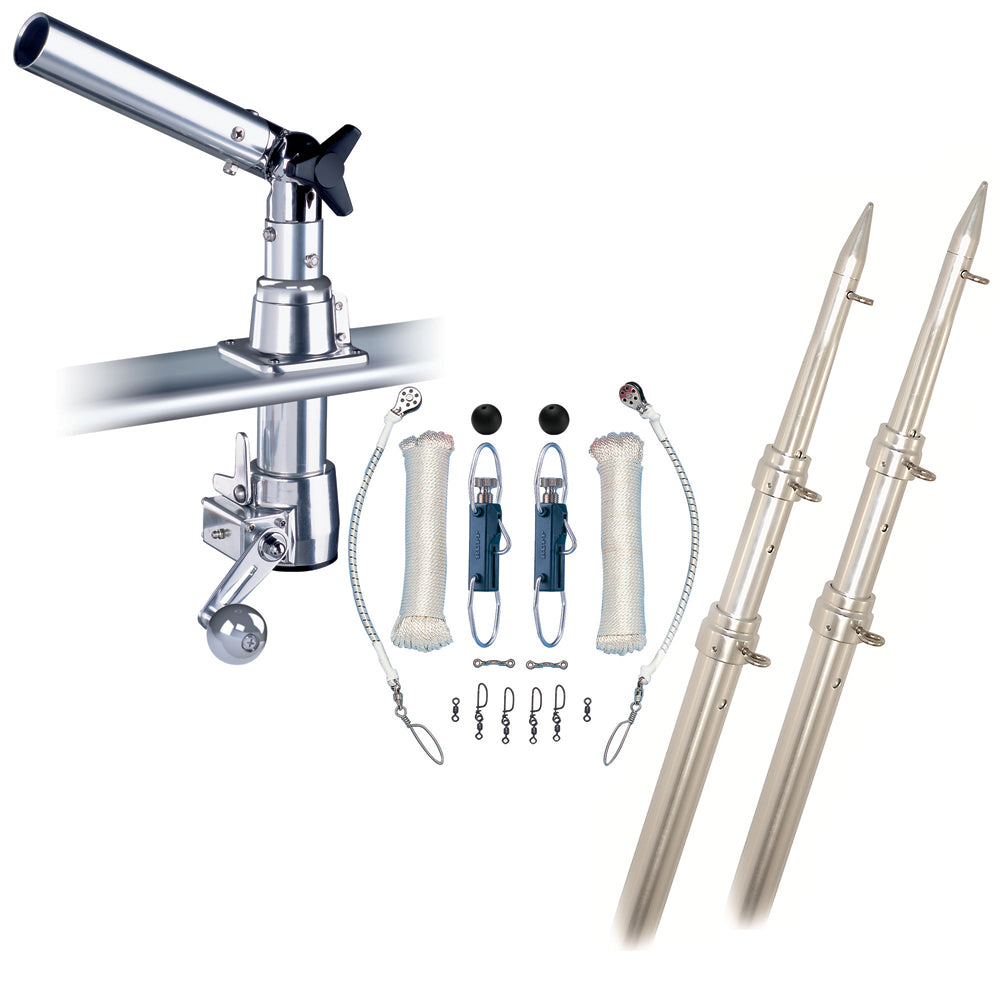 Rupp Marine, Rupp Z-30 Top Gun Outrigger Kit w/15' Telescoping Poles & Complete Single Line Rigging Kit w/Klickers Release Cl