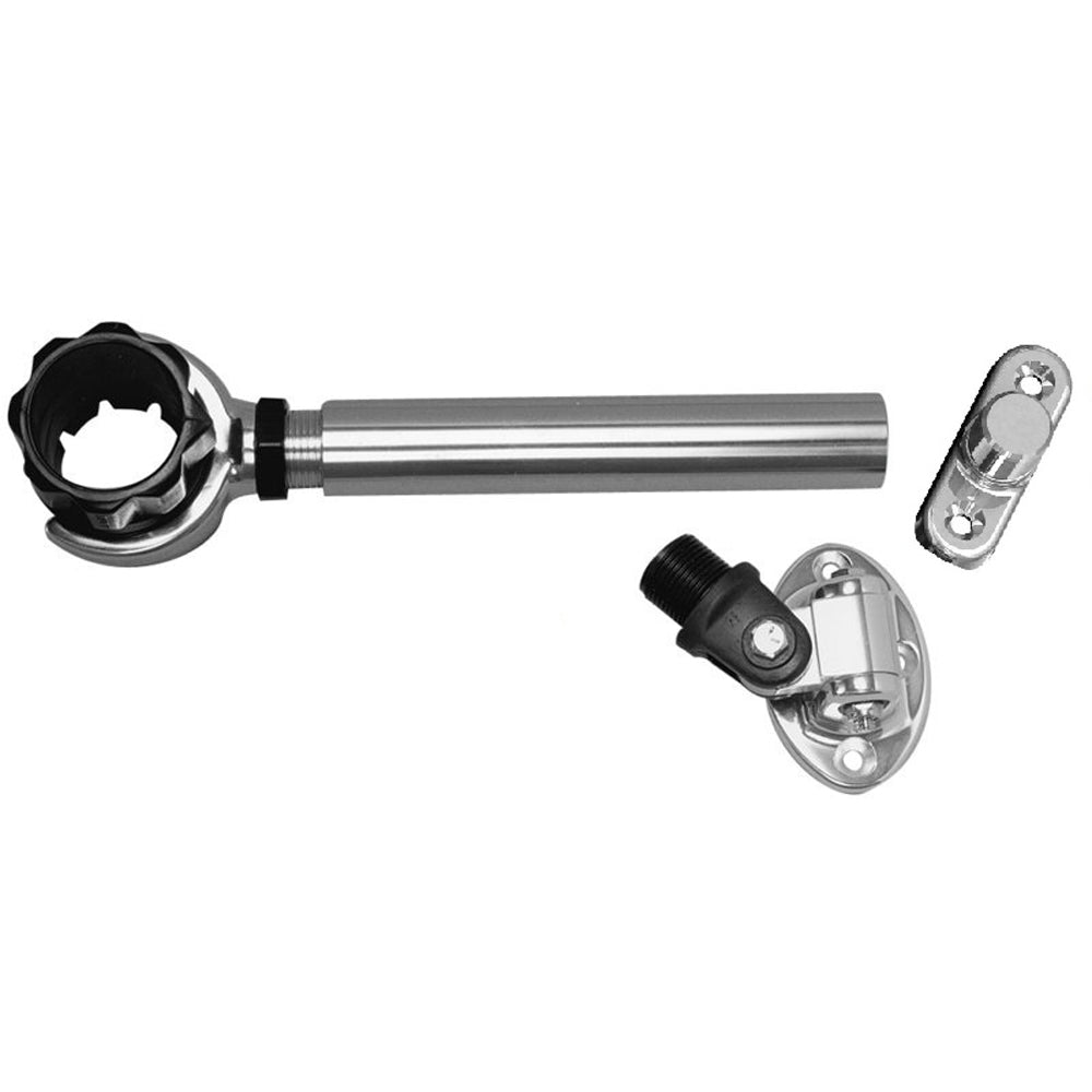 Rupp Marine, Rupp Threaded Antenna Support w/6" Pipe Mount, Oval 4-Way Base & 1.5" Collar