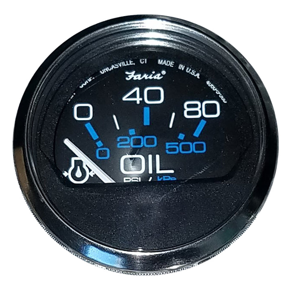 Faria Beede Instruments, Faria Chesapeake Black 2" Oil Pressure Gauge (80 PSI)