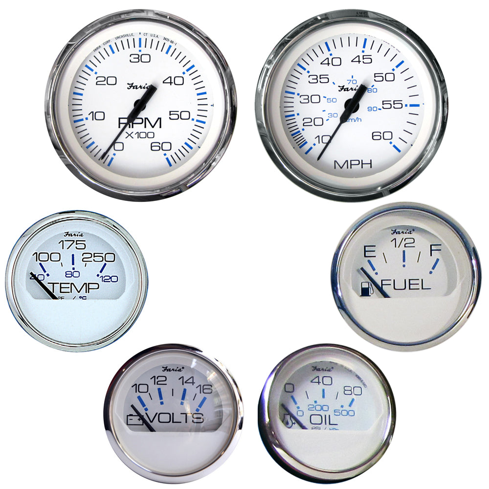 Faria Beede Instruments, Faria Chesapeake White SS Boxed Set - Inboard Motors