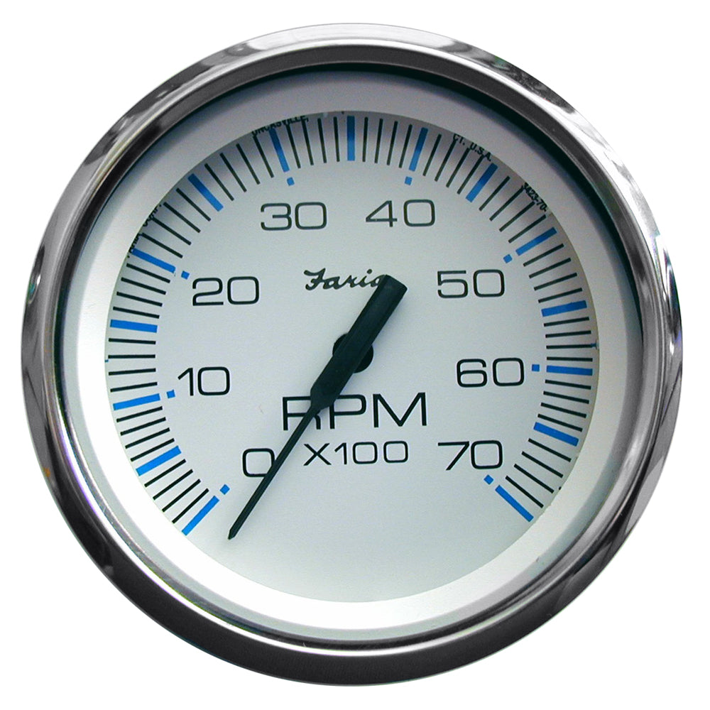 Faria Beede Instruments, Faria Chesapeake White SS 4" Tachometer - 7000 RPM (Gas) (All Outboards)