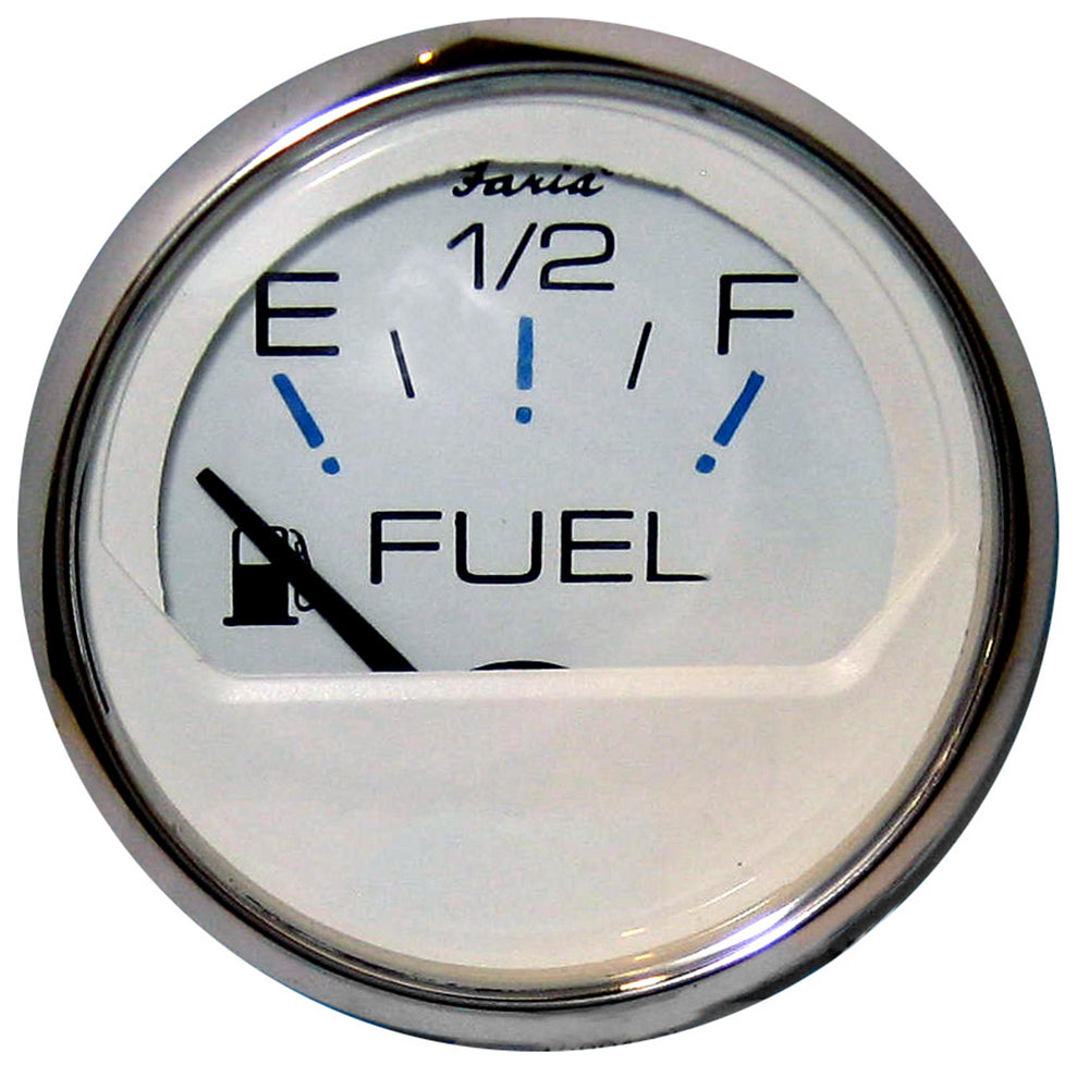 Faria Beede Instruments, Faria Chesapeake White SS 2" Fuel Level Gauge (E-1/2-F)