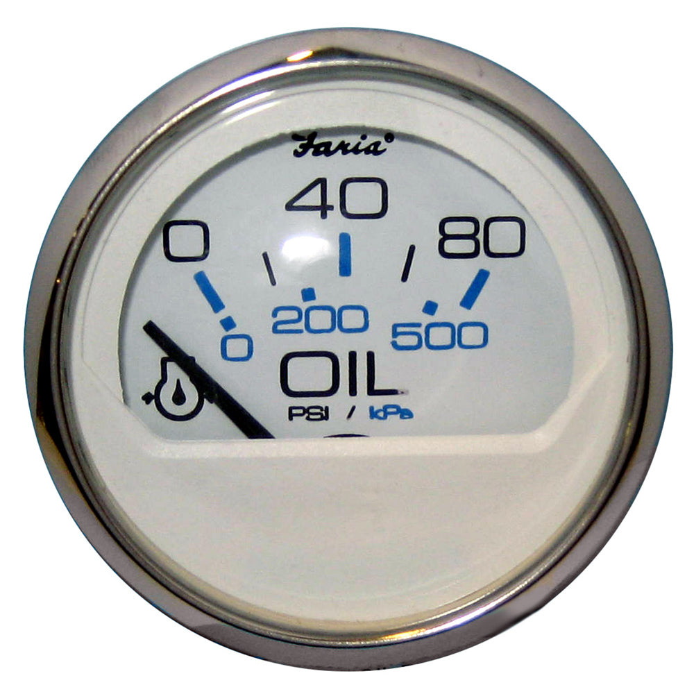 Faria Beede Instruments, Faria Chesapeake White SS 2" Oil Pressure Gauge (80 PSI)