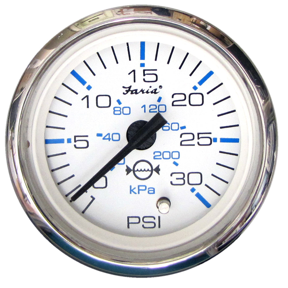 Faria Beede Instruments, Faria Chesapeake White SS 2" Water Pressure Gauge (30 PSI)