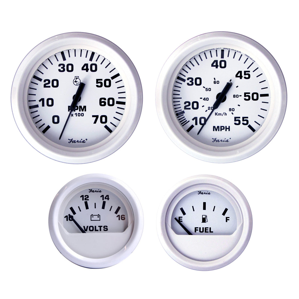 Faria Beede Instruments, Faria Dress White Boxed Set - Outboard Motors