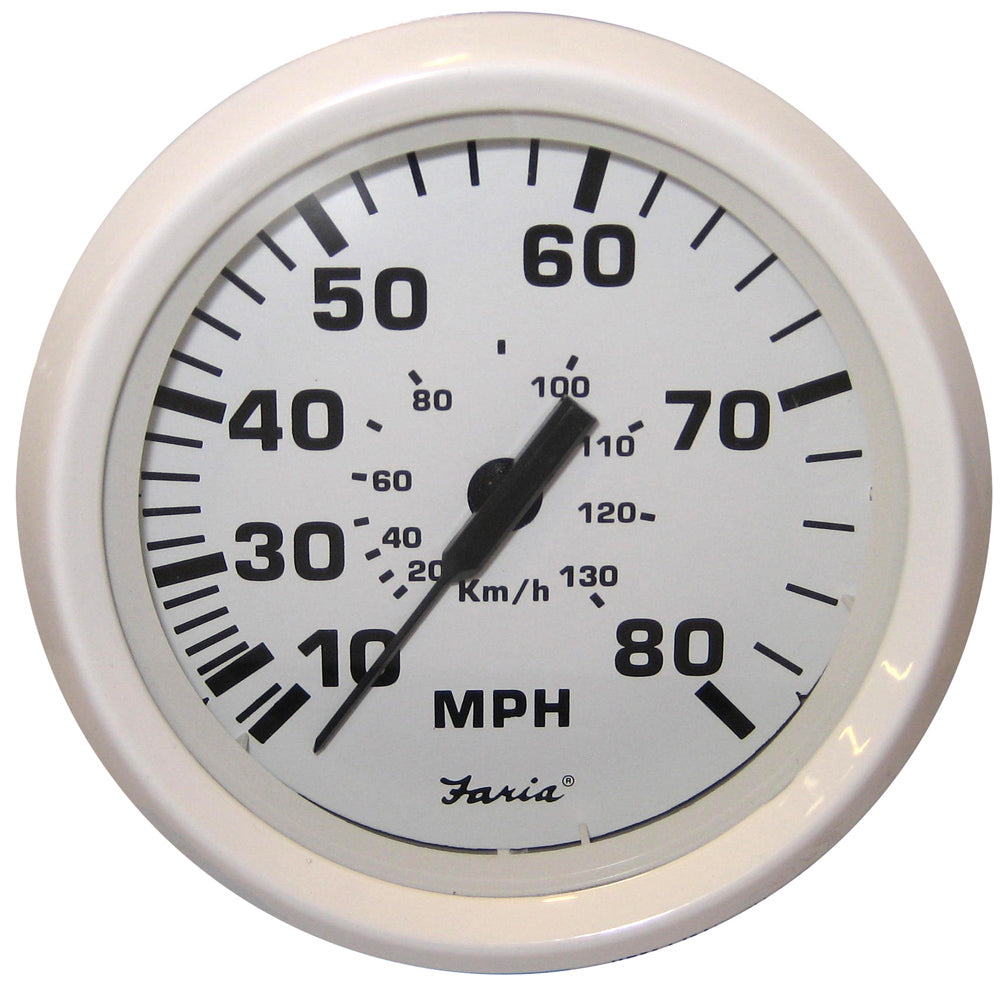 Faria Beede Instruments, Faria Dress White 4" Speedometer - 80MPH (Pitot)