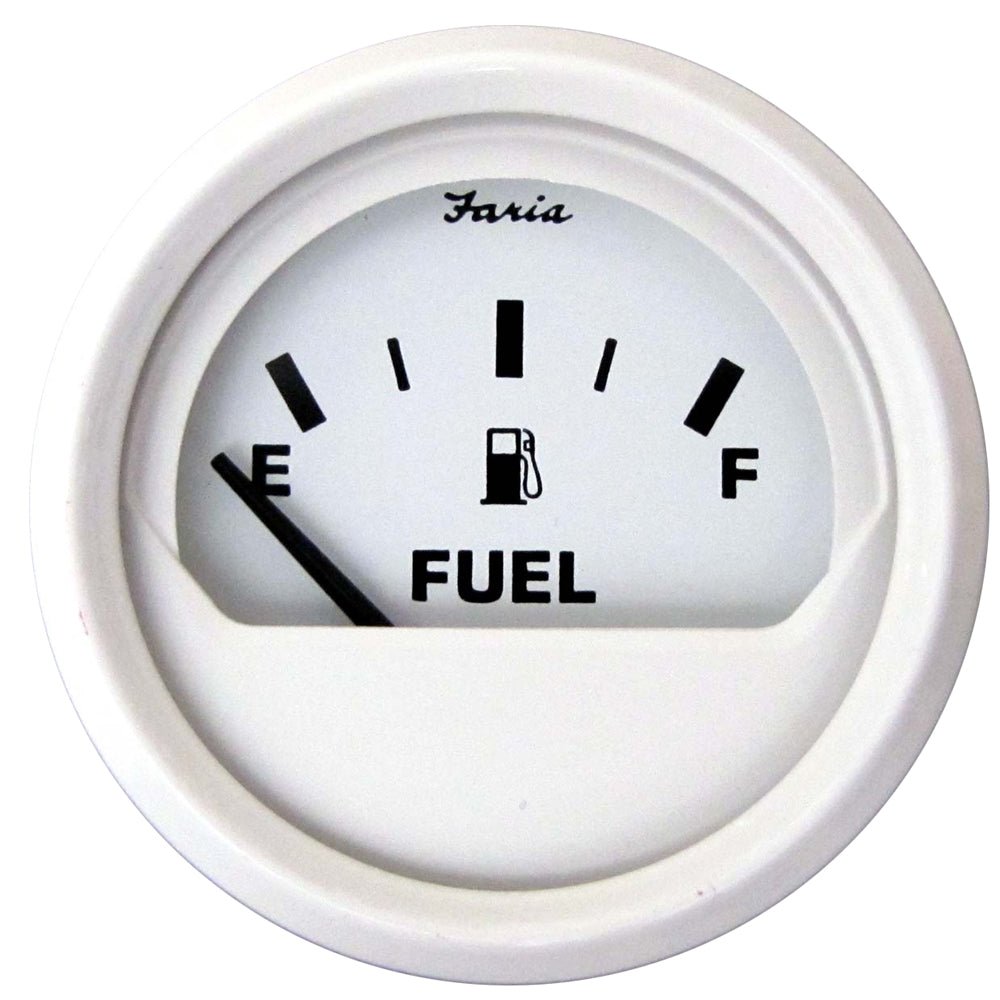 Faria Beede Instruments, Faria Dress White 2" Fuel Level Gauge (E-1/2-F)