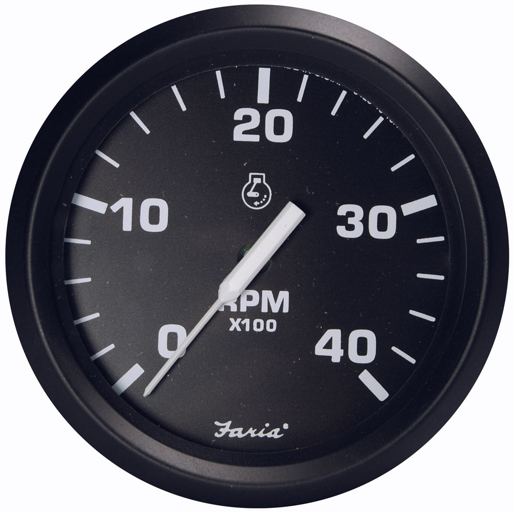 Faria Beede Instruments, Faria Euro Black 4" Tachometer - 4000 RPM (Diesel - Magnetic Pick-Up)