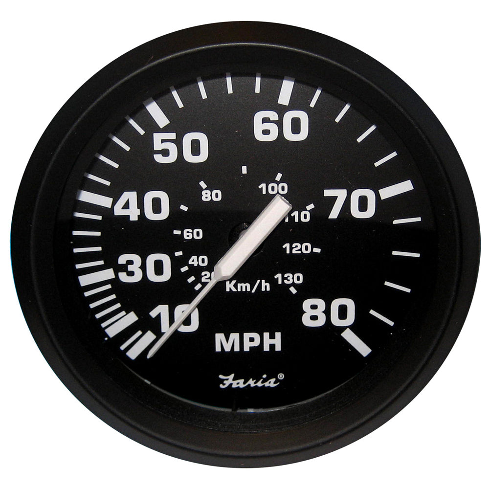 Faria Beede Instruments, Faria Euro Black 4" Speedometer - 80MPH (Pitot)