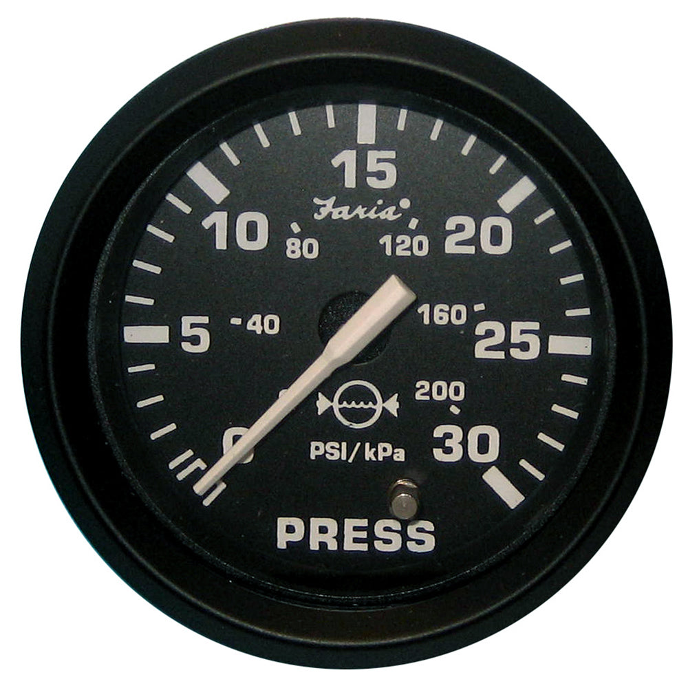 Faria Beede Instruments, Faria Euro Black 2" Water Pressure Gauge (30 PSI)
