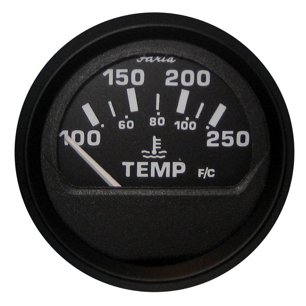 Faria Beede Instruments, Faria Euro Black 2" Water Temperature Gauge (100-250°F)