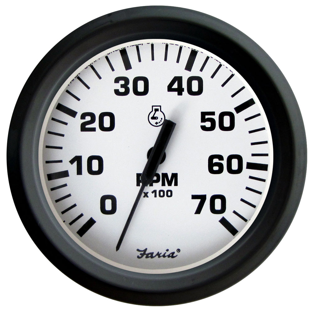 Faria Beede Instruments, Faria Euro White 4" Tachometer 7000 RPM (Gas) (Outboards)