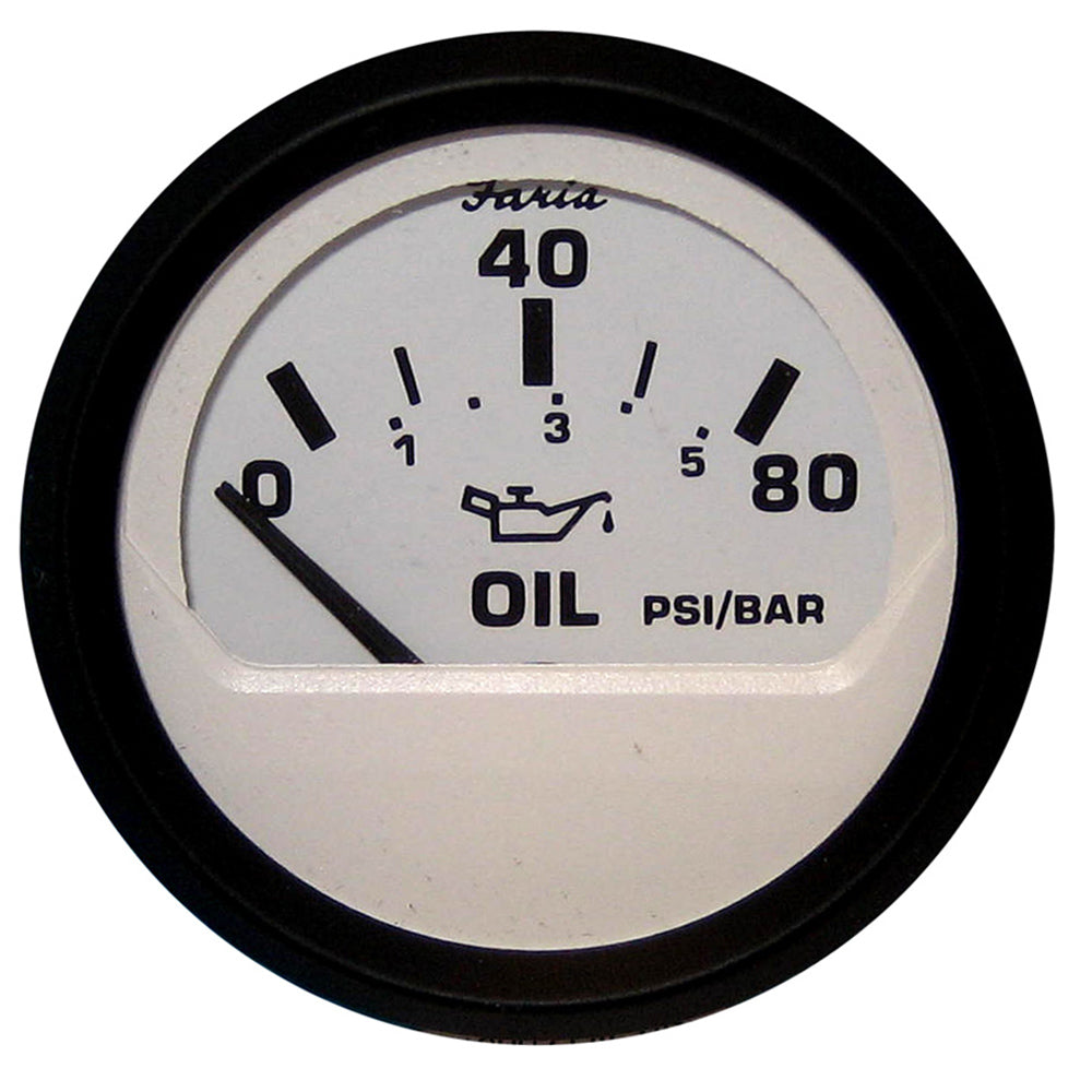 Faria Beede Instruments, Faria Euro White 2" Oil Pressure Gauge (80 PSI)