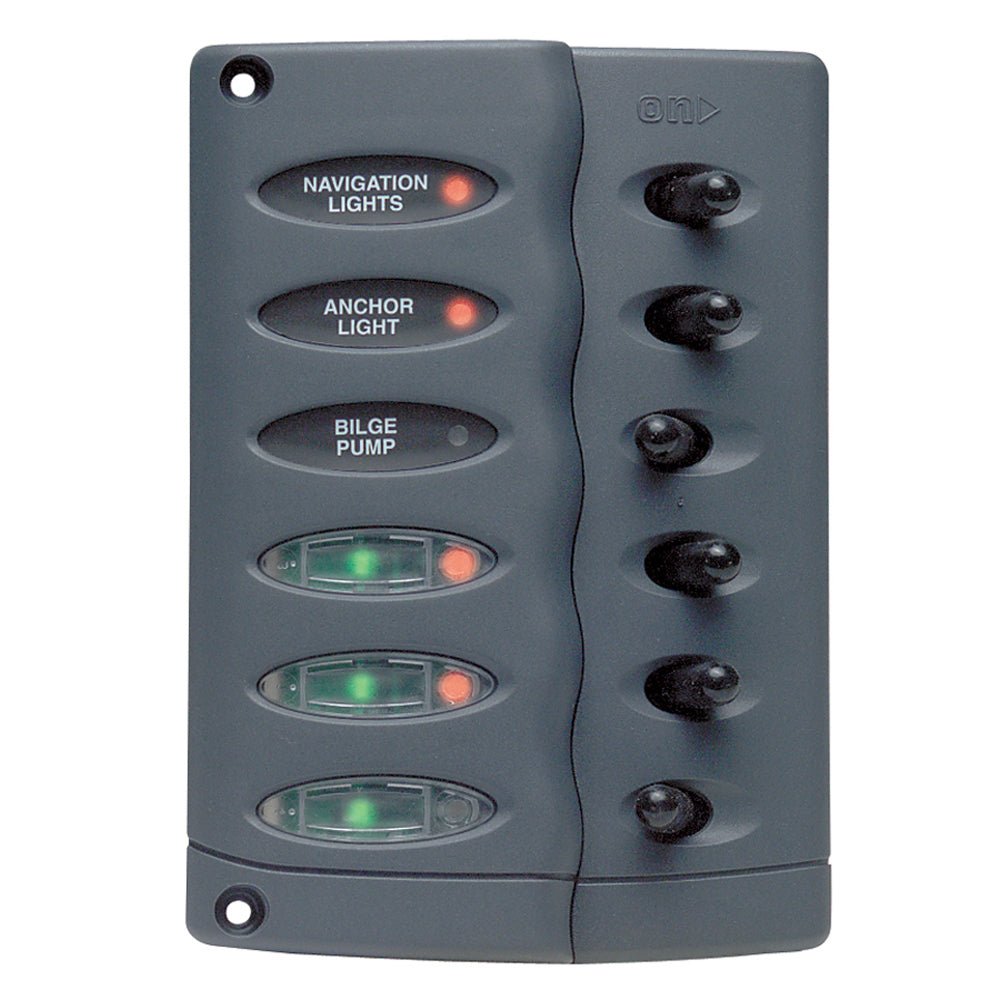 BEP Marine, BEP Contour Switch Panel - Waterproof 6 Way w/Fuse Holder