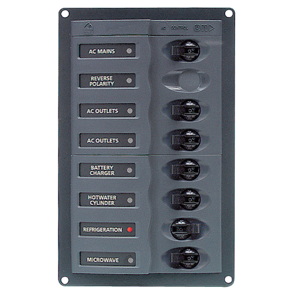 BEP Marine, BEP AC Circuit Breaker Panel w/o Meters, 6 Way w/Double Pole Mains