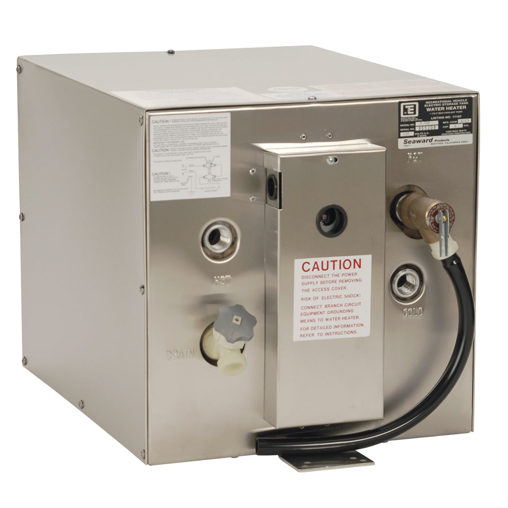 Whale Marine, Whale Seaward 6 Gallon Hot Water Heater w/Rear Heat Exchanger - Stainless Steel - 120V - 1500W