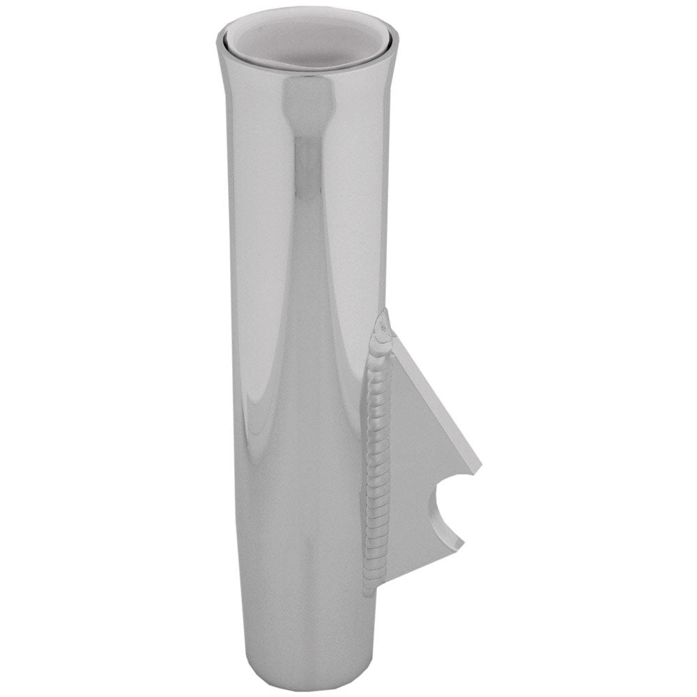 TACO Marine, TACO Flared Weld-On Rod Holder 9-3/4"L x 1-3/4"ID - White Liner Polished Finish - 3/8" Coped Blade