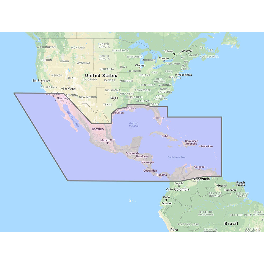 Furuno Central America, Caribbean & Part of Mexico Vector Chart - 3D Data & Standard Resolution Satellite Photos - Un
